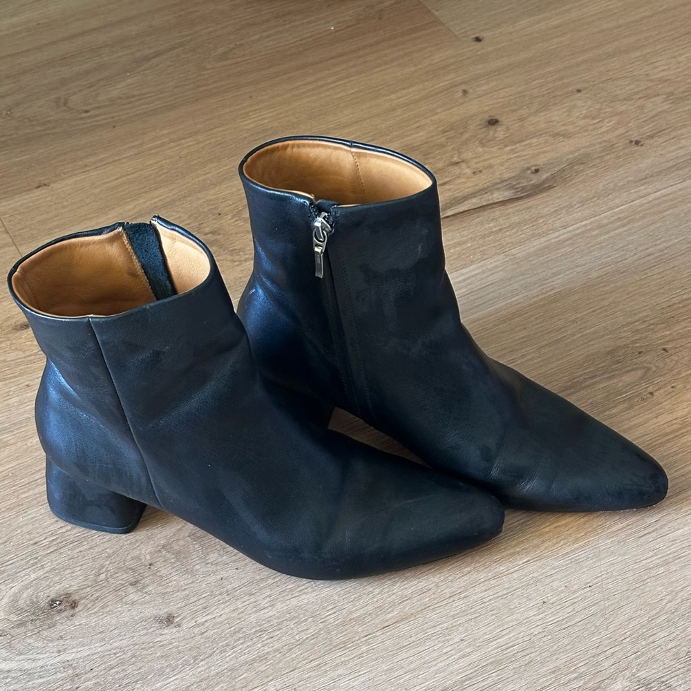 Beckett Simonon Black Leather Ankle Zip Booties